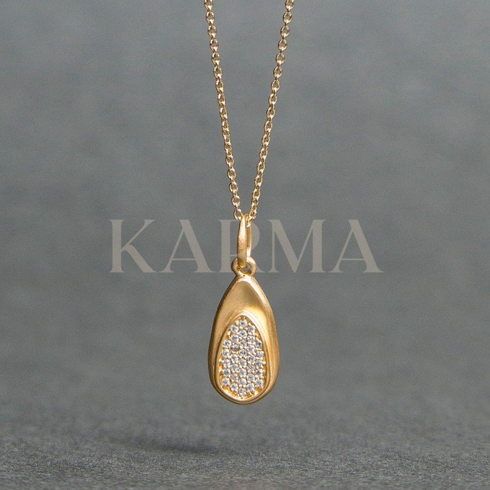 Gold Plated Sterling Silver Pendant With White Cz